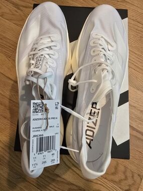 adidas White Adizero Adios Pro 4 Men Size 11.5